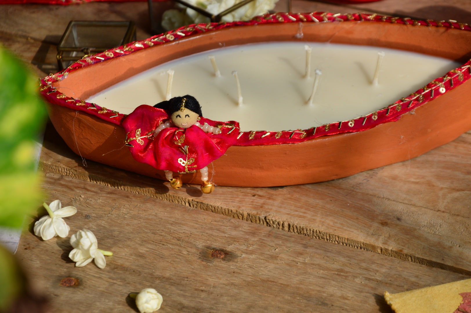 Ganga | Red Terracotta Boat Candle