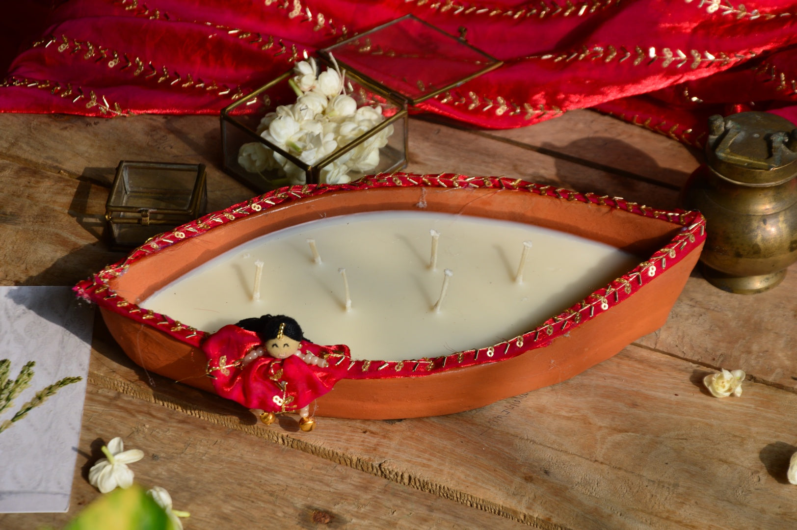 Ganga | Red Terracotta Boat Candle