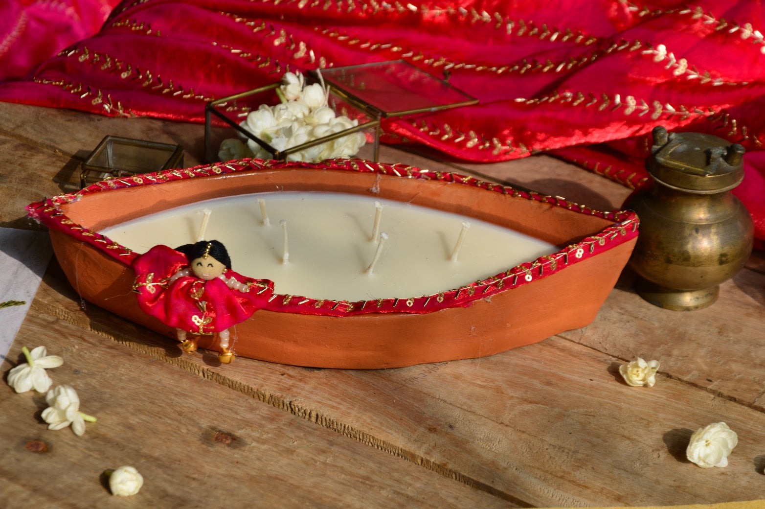 Ganga | Red Terracotta Boat Candle
