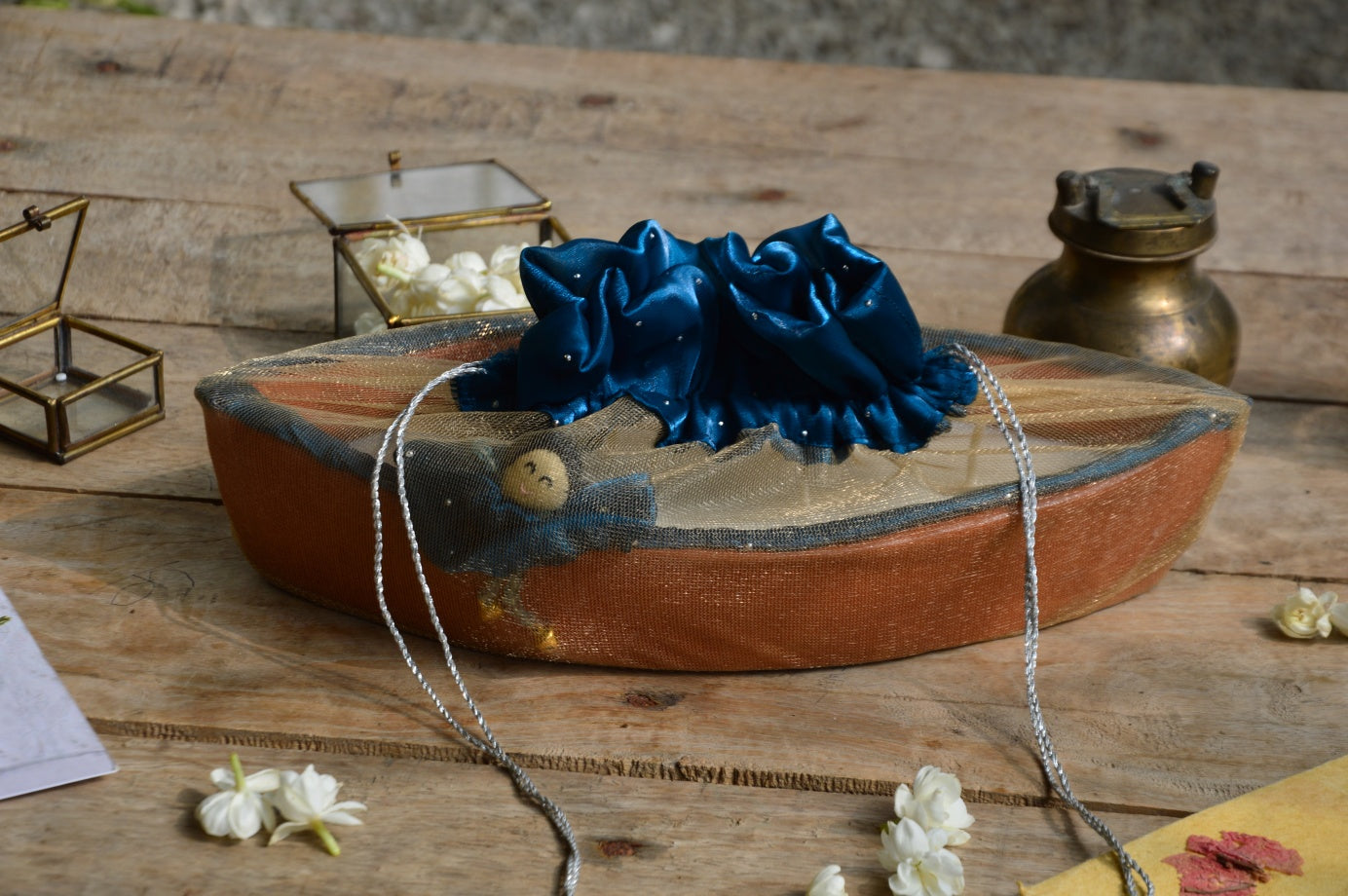 Ganga | Blue Terracotta Boat Candle