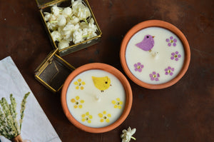 Birdy loves flowers terracotta candles in a basket | Sustainable Gifts | Natural Grass Basket (Copy)