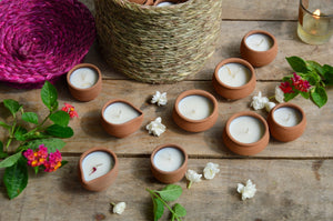Basket of Terracotta Tealight Candles
