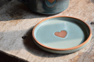 Present from the Heart | Heart Cup, Saucer-Lid-Holder, Candle & Furoshiki | Blue
