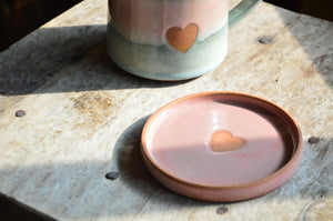 Present from the Heart | Heart Cup, Saucer-Lid-Holder, Candle & Furoshiki | Pink