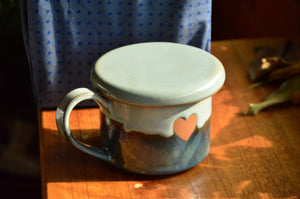 Present from the Heart | Heart Cup, Saucer-Lid-Holder, Candle & Furoshiki | Blue