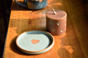Present from the Heart | Heart Cup, Saucer-Lid-Holder, Candle & Furoshiki | Blue