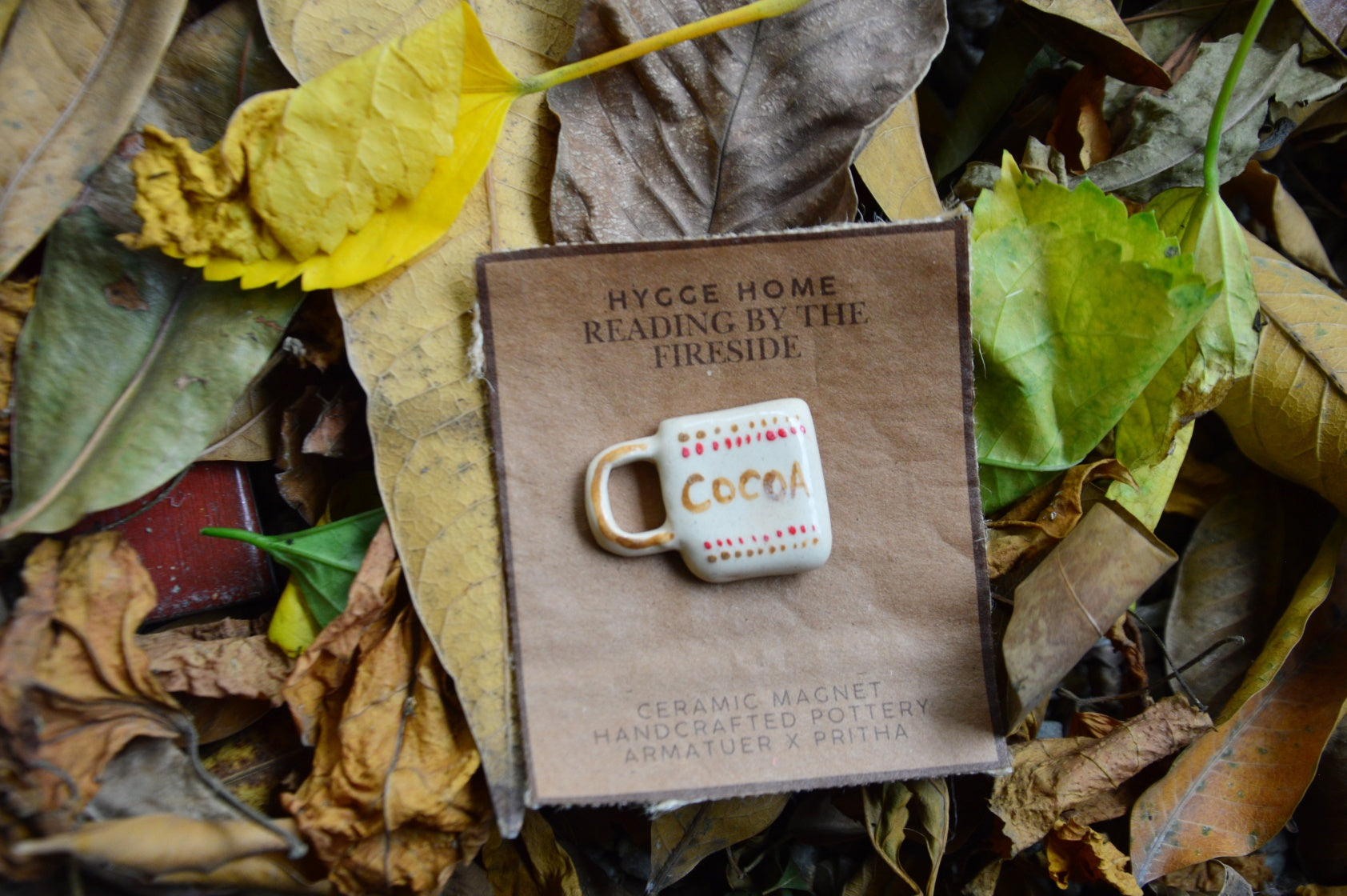 Crisp Breeze & A Warm Cuppa | Hygge Home Ceramic Magnet | Cocoa