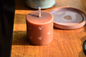 Present from the Heart | Heart Cup, Saucer-Lid-Holder, Candle & Furoshiki | Pink