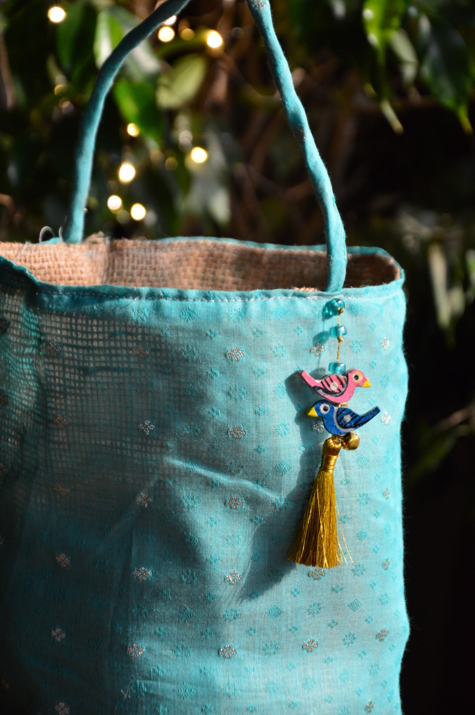 Festive Gift Bag with 10 assorted terracotta diyas | Blue Zari
