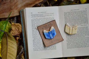 Reading By The Fireside | Hygge Home Ceramic Magnet | Blue Book