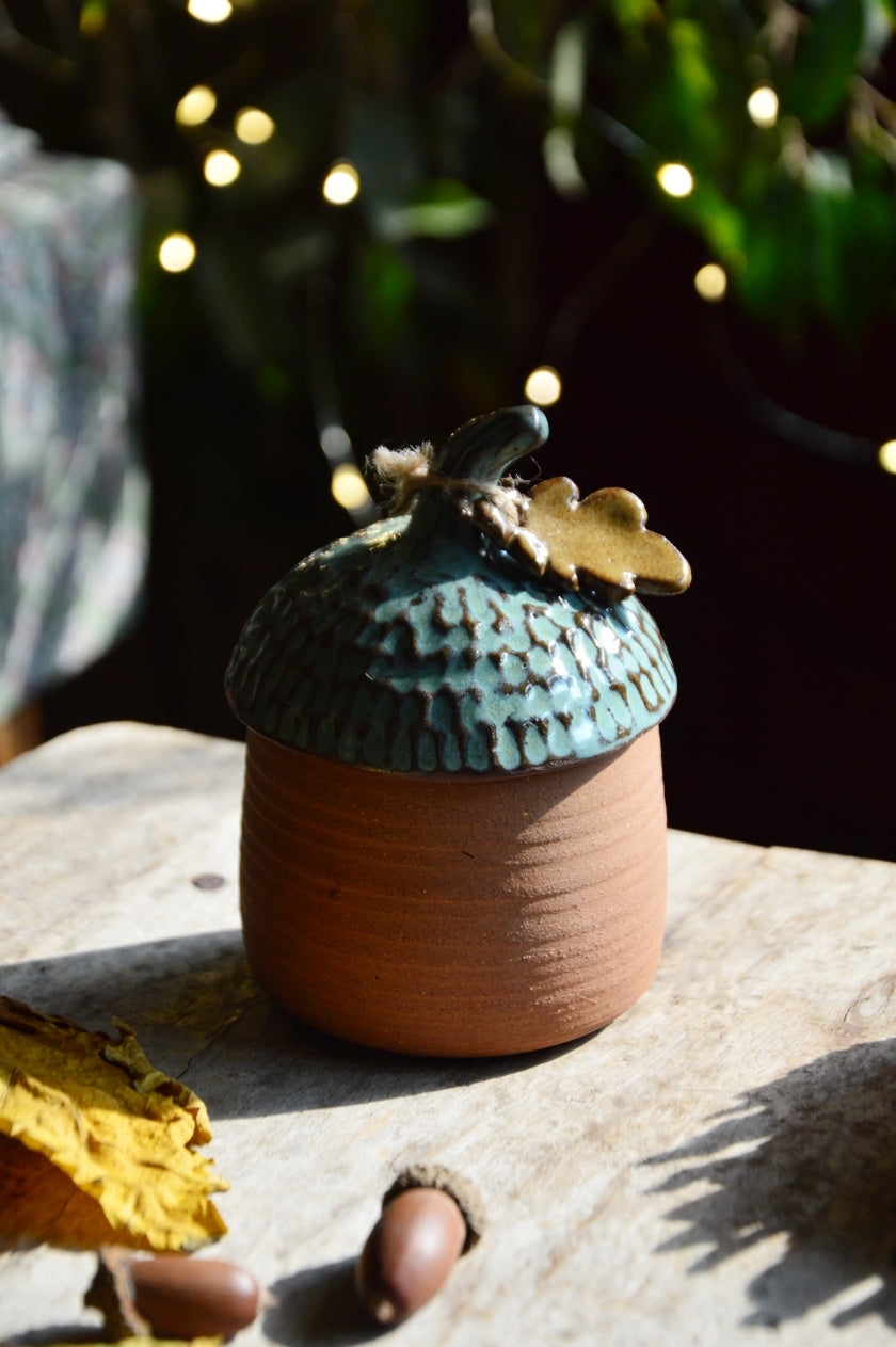 Ceramic Acorn Candle Container