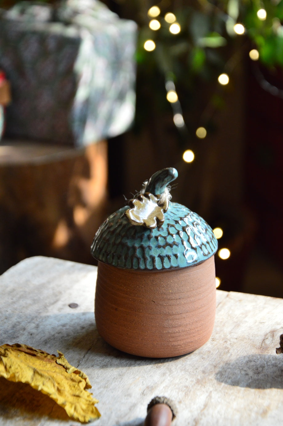 Ceramic Acorn Candle Container