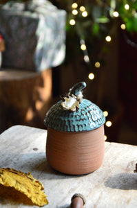 Ceramic Acorn Candle Container