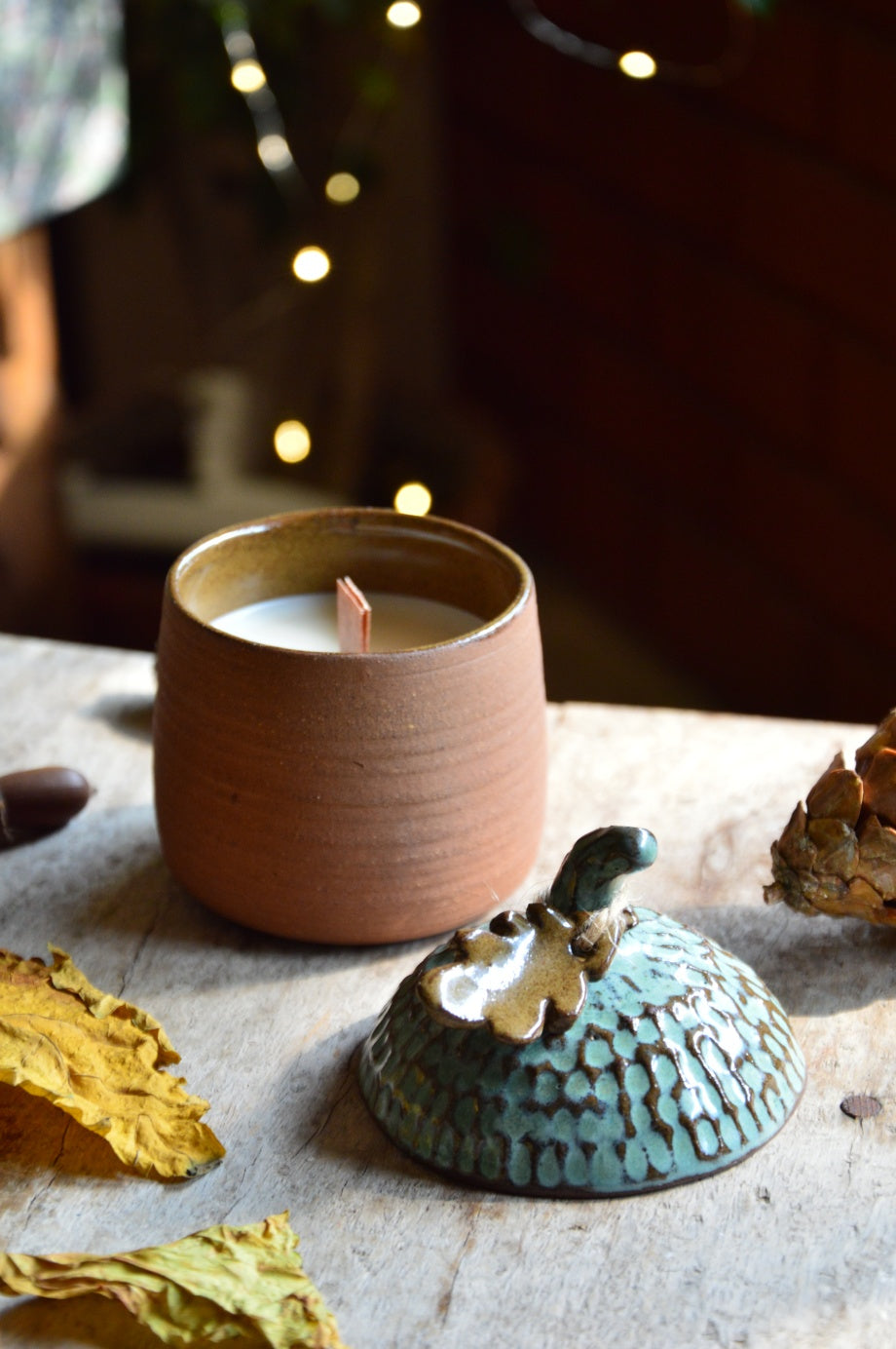 Ceramic Acorn Candle Container