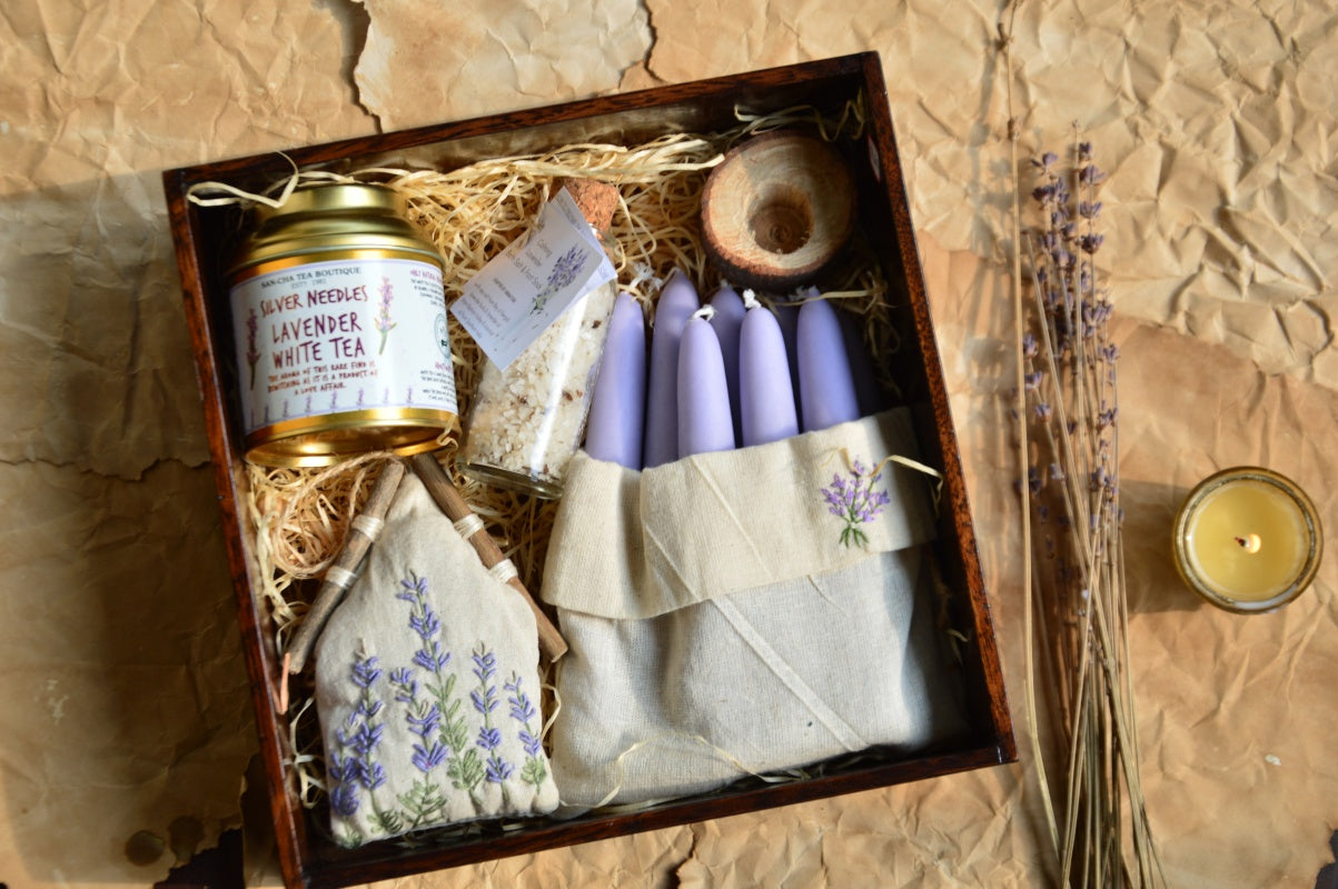 Lavender Furoshiki Embroidered Gift Box