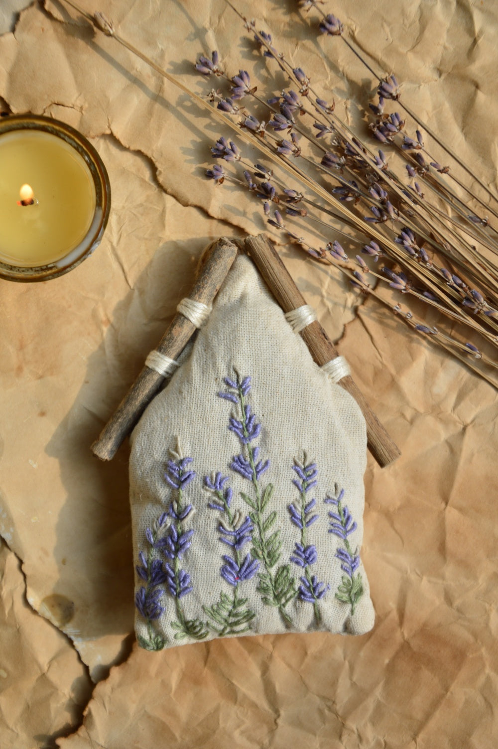 Lavender Furoshiki Embroidered Gift Box
