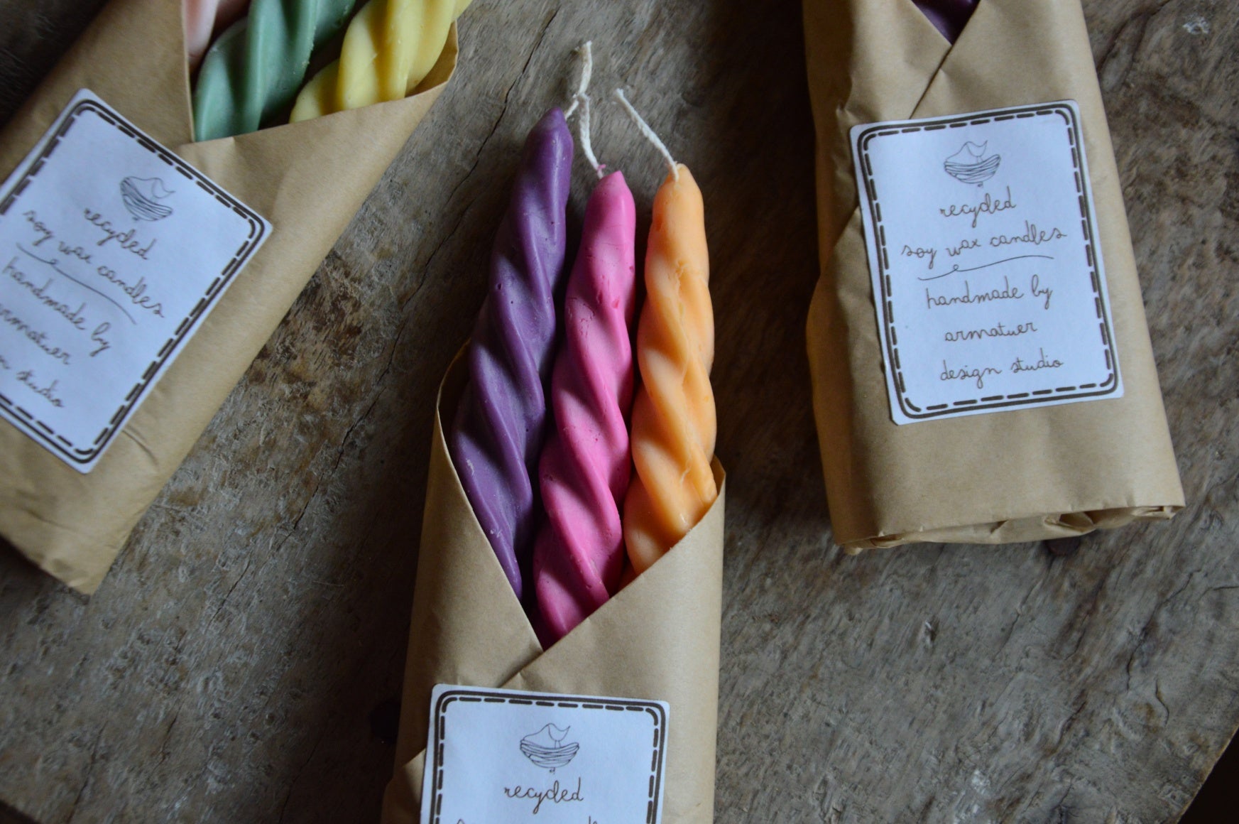 Recycled Twisted Taper Candles | Pack of 3