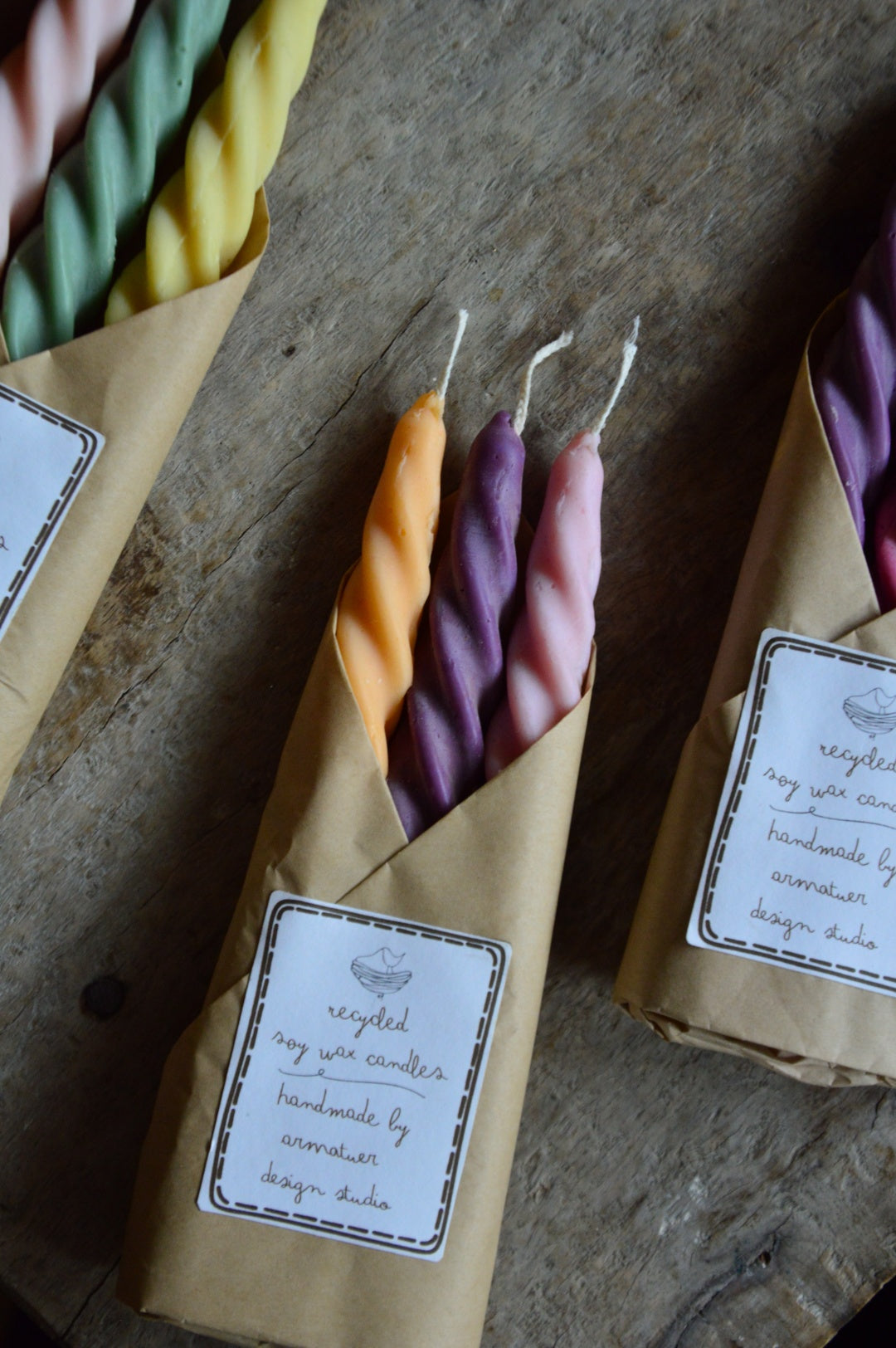 Recycled Twisted Taper Candles | Pack of 3