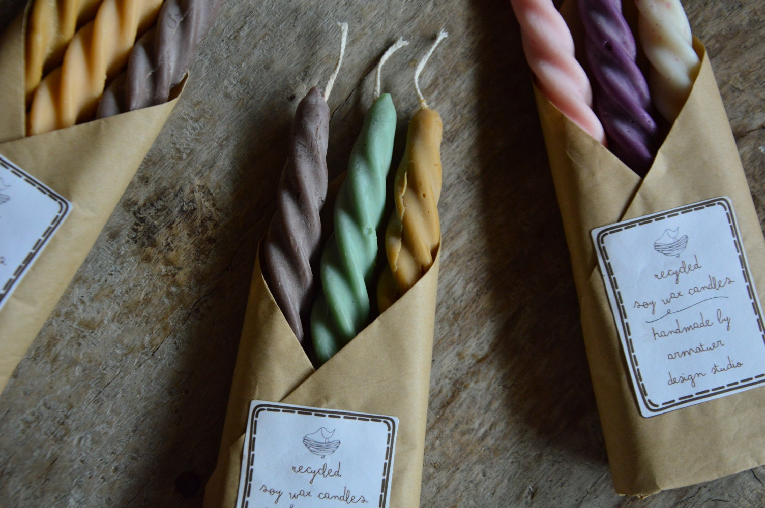 Recycled Twisted Taper Candles | Pack of 3