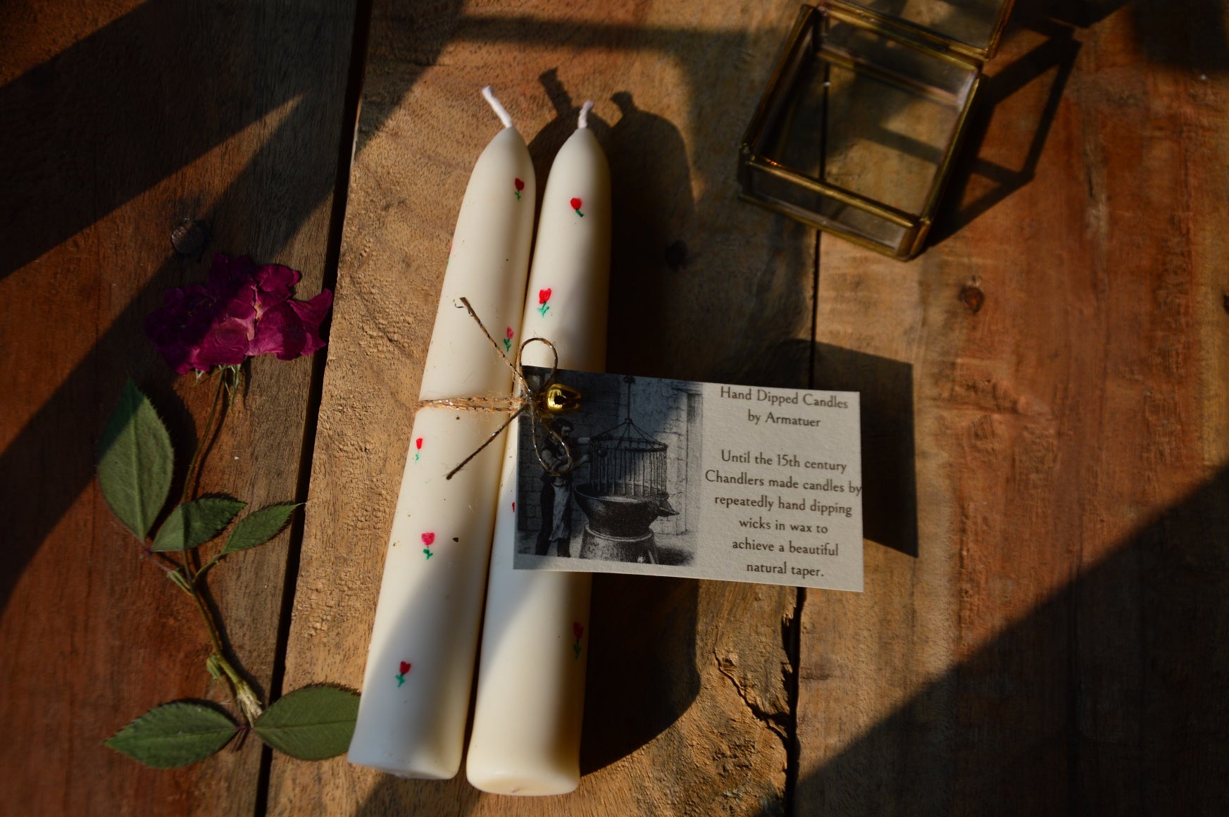 Hand Painted Hand Dipped Candles | Roses