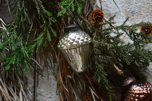 Acorn Glass Ornamanent Copper & Silver