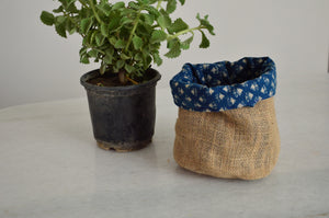 Indigo Bucket Gift Bag | Reversible Planter