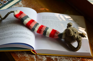 Cheddar The Well Read-Fed Mouse | Handknit Bookmark