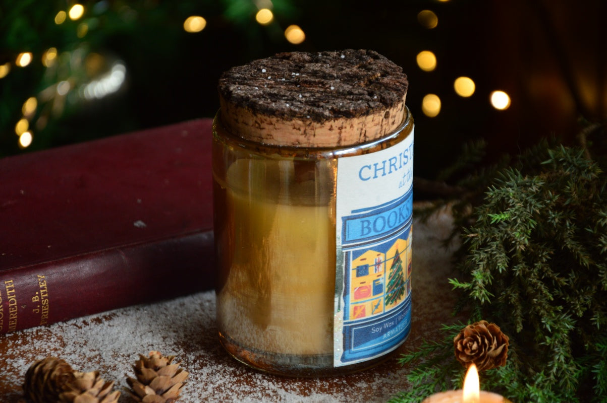 Christmas at the Bookstore | Woodwick Container Candle with a Bark Lid | Winter Edition
