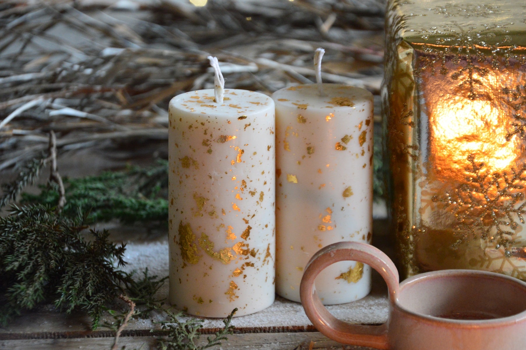 Shimmer Pillar with Ceramic Holder GIft Set