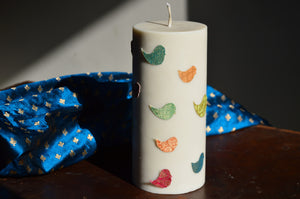 Festive Birds Large Candle