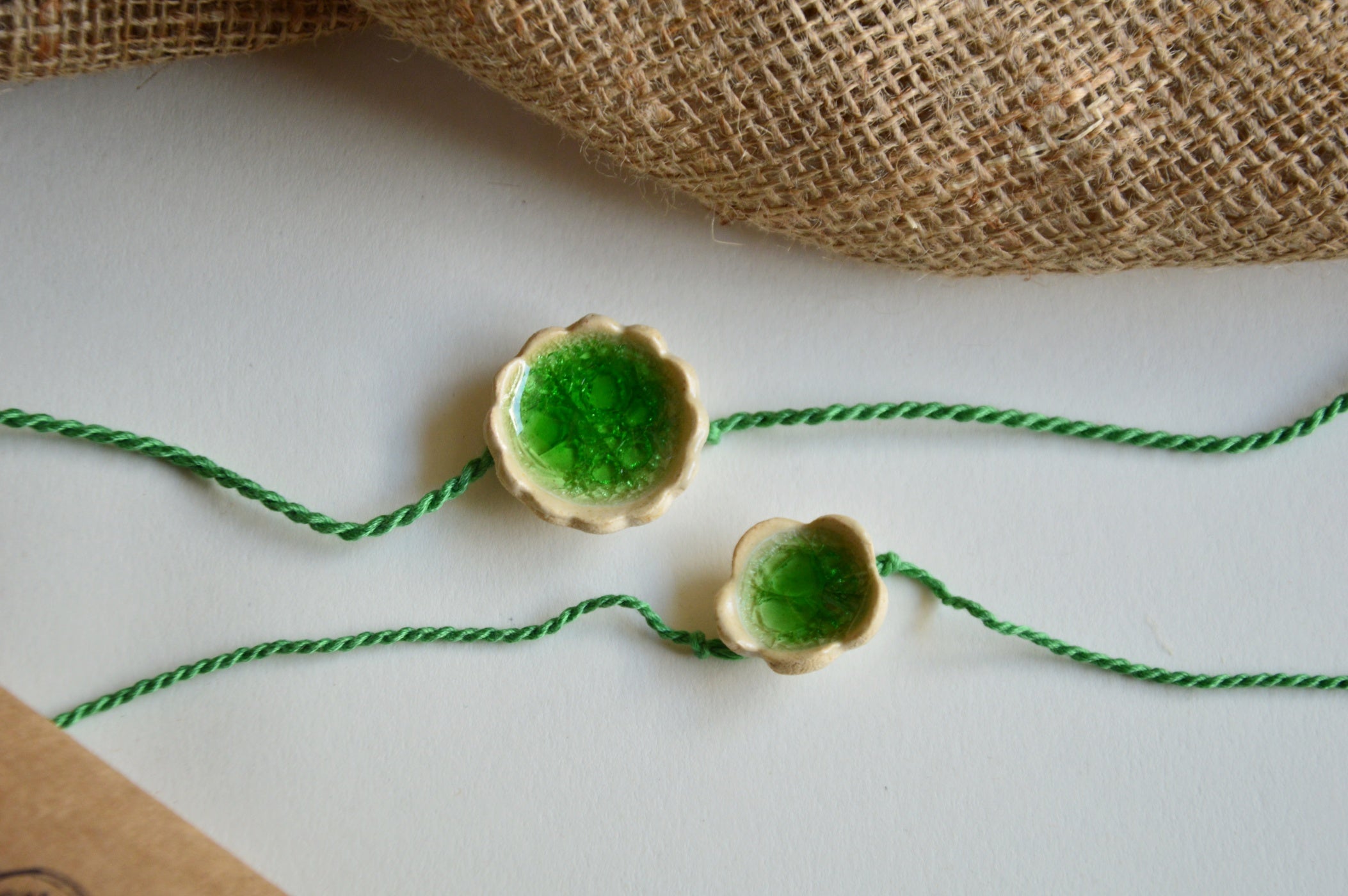 Green Glass Flower | Magnetic Rakhi Large
