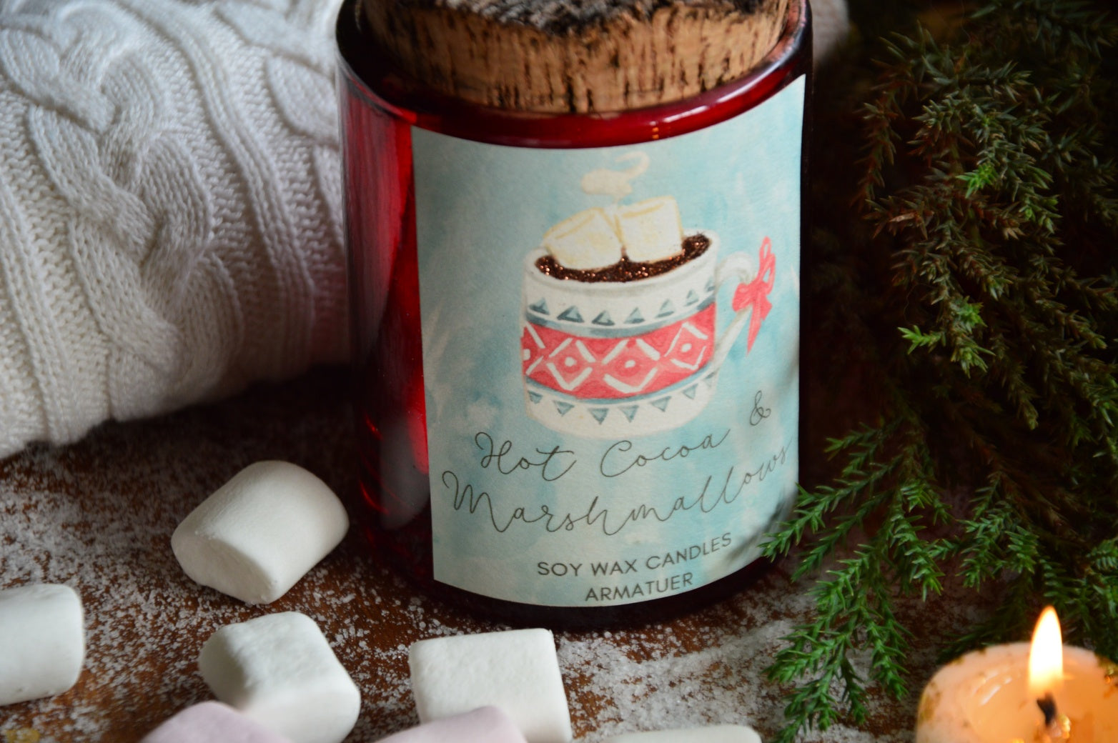 Hot Cocoa & Marshmallow | Woodwick Container Candle with a Bark Lid | Winter Edition