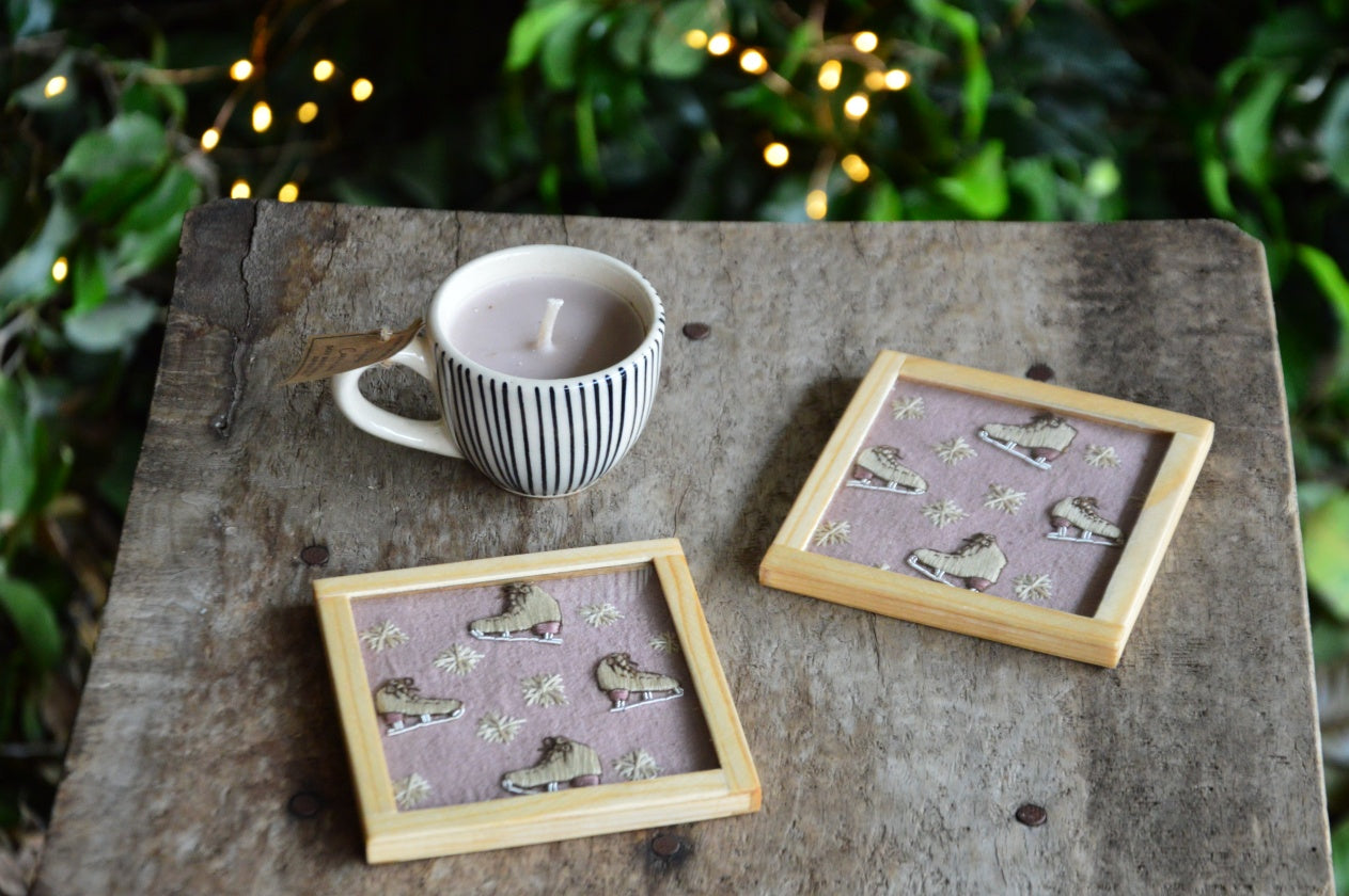Ice Skating Coaster + Tiny Cup Candle | Armatuer X Veaves