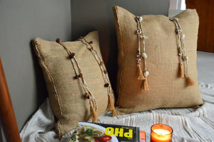 Jute Cushion Cover | Pine Cone Embelishments