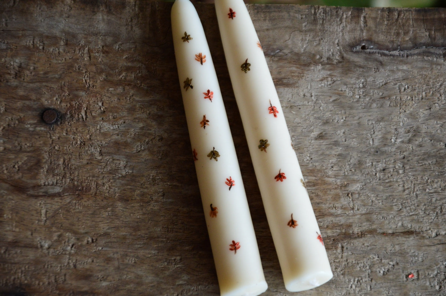 Hand Painted Hand Dipped Candles | Fallen Leaves
