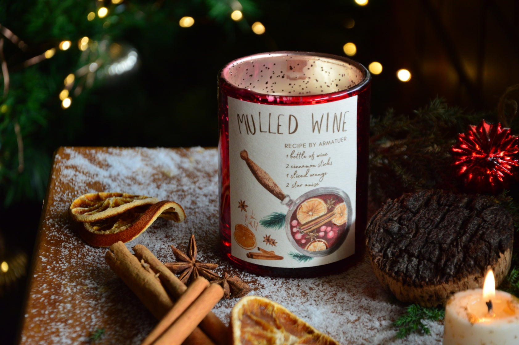 Mulled Wine | Woodwick Container Candle with a Bark Lid | Winter Edition