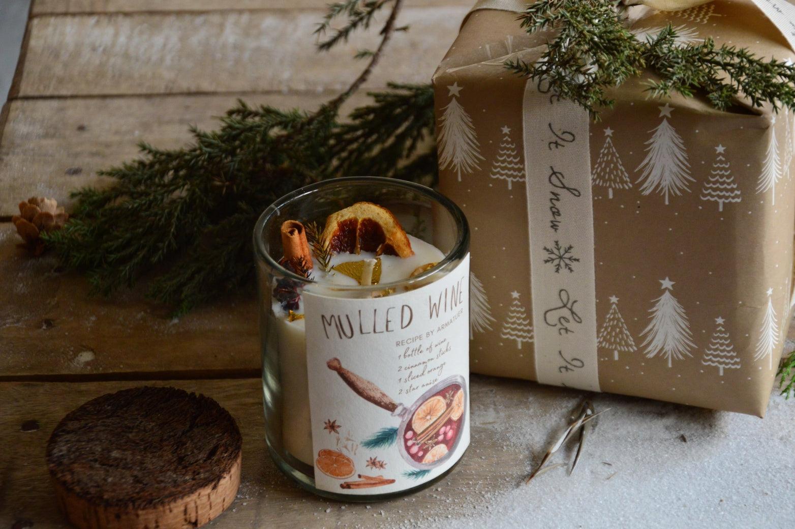 Mulled Wine | Spice & Dried Orange embelishments with a Bark Lid | Winter Edition
