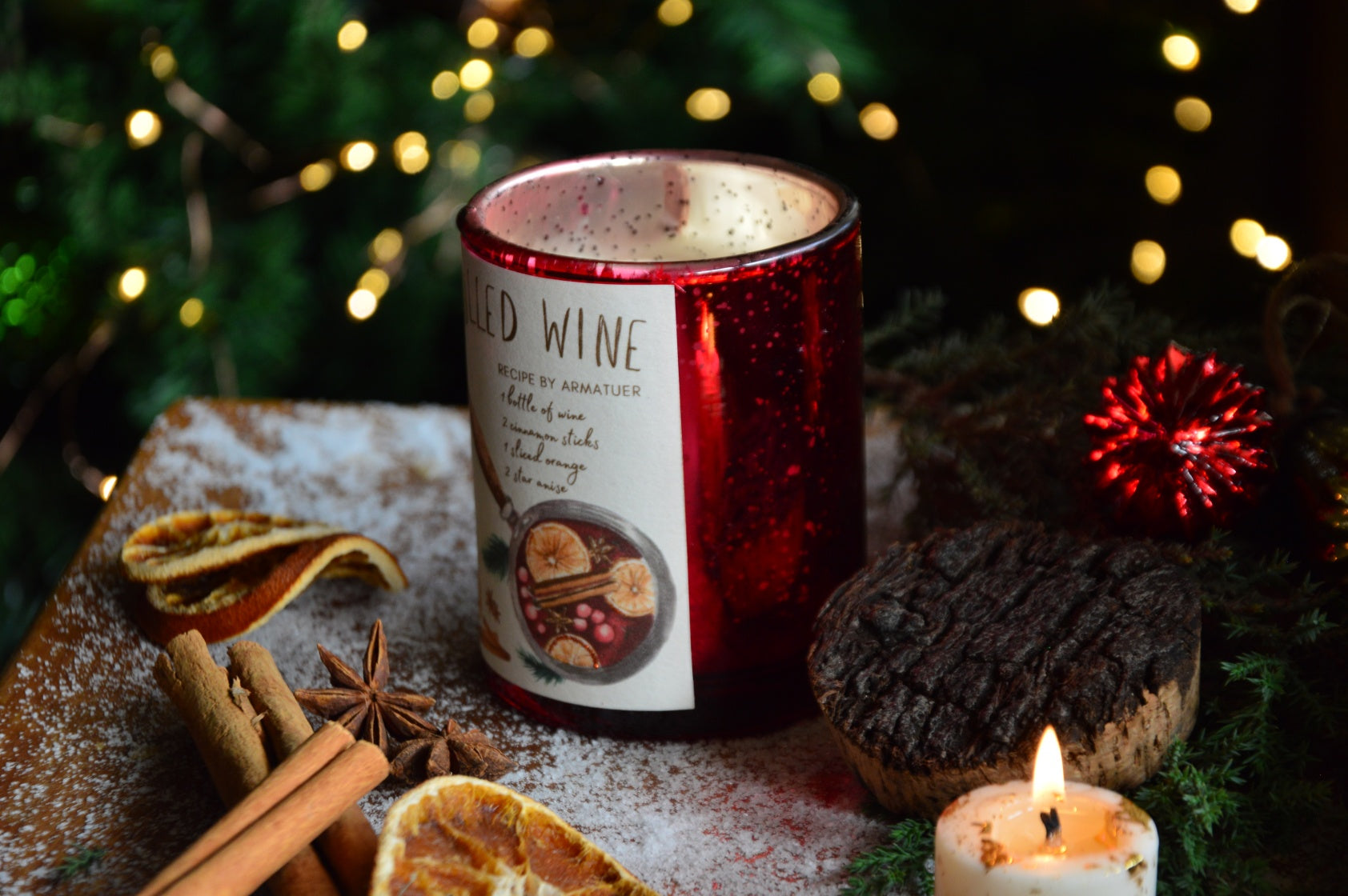 Mulled Wine | Woodwick Container Candle with a Bark Lid | Winter Edition