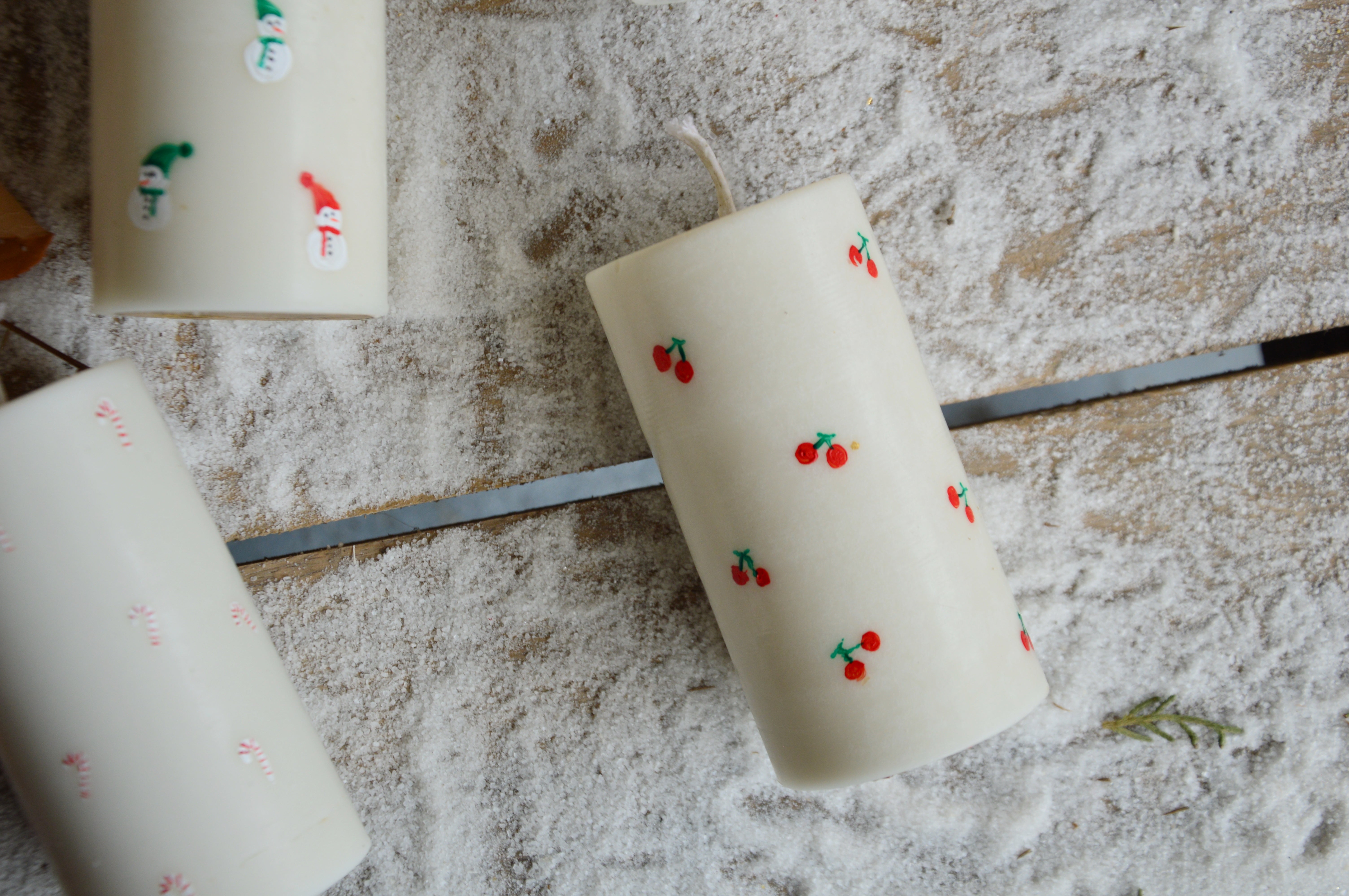 Christmas Handpainted Pillars in a Gift Box