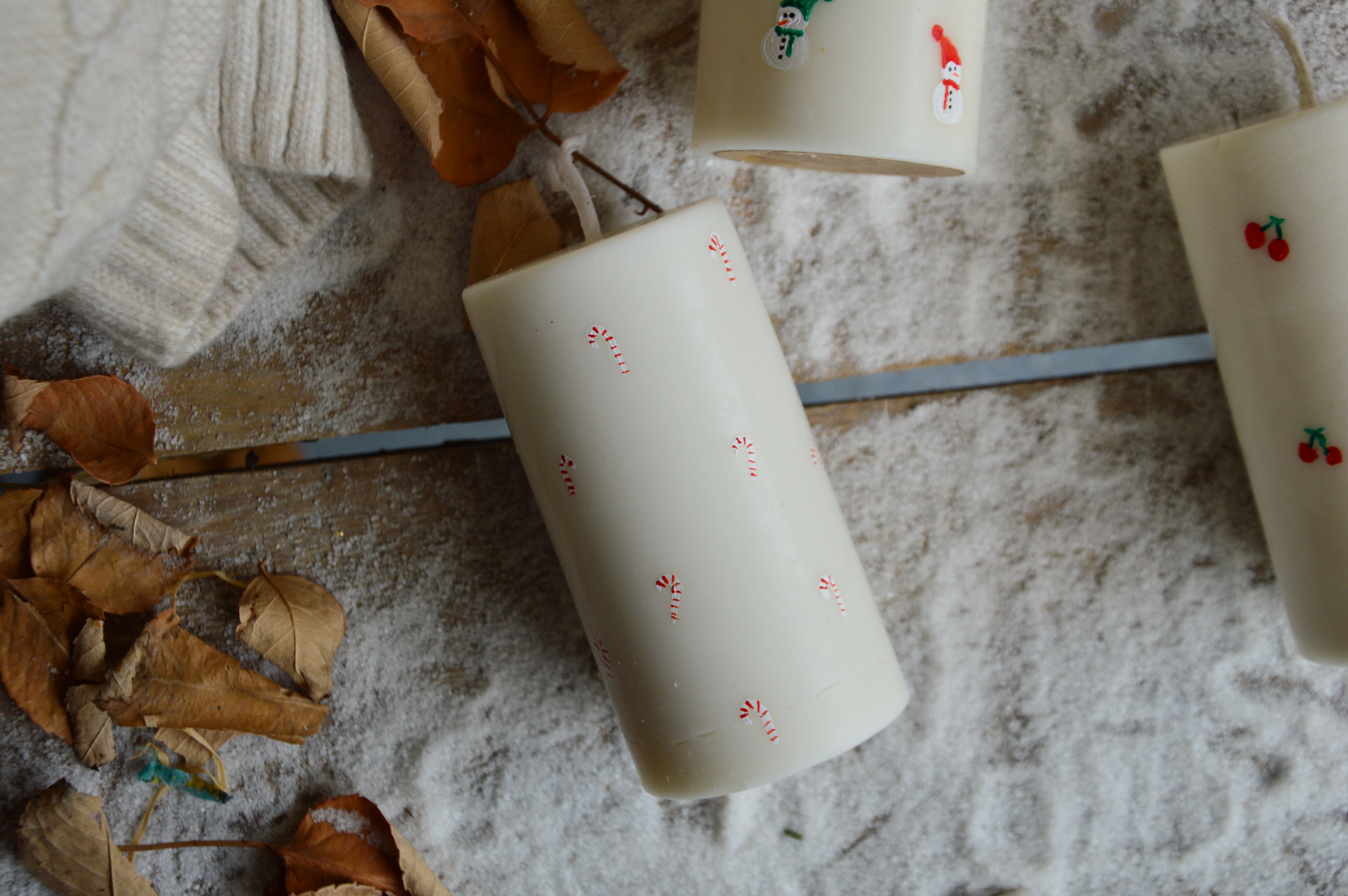 Christmas Handpainted Pillars in a Gift Box