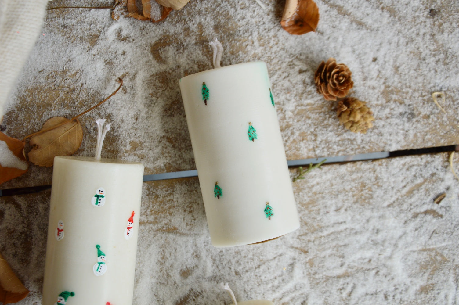 Christmas Handpainted Pillars in a Gift Box