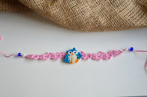 Cute Crochet Owl Rakhi | Pink