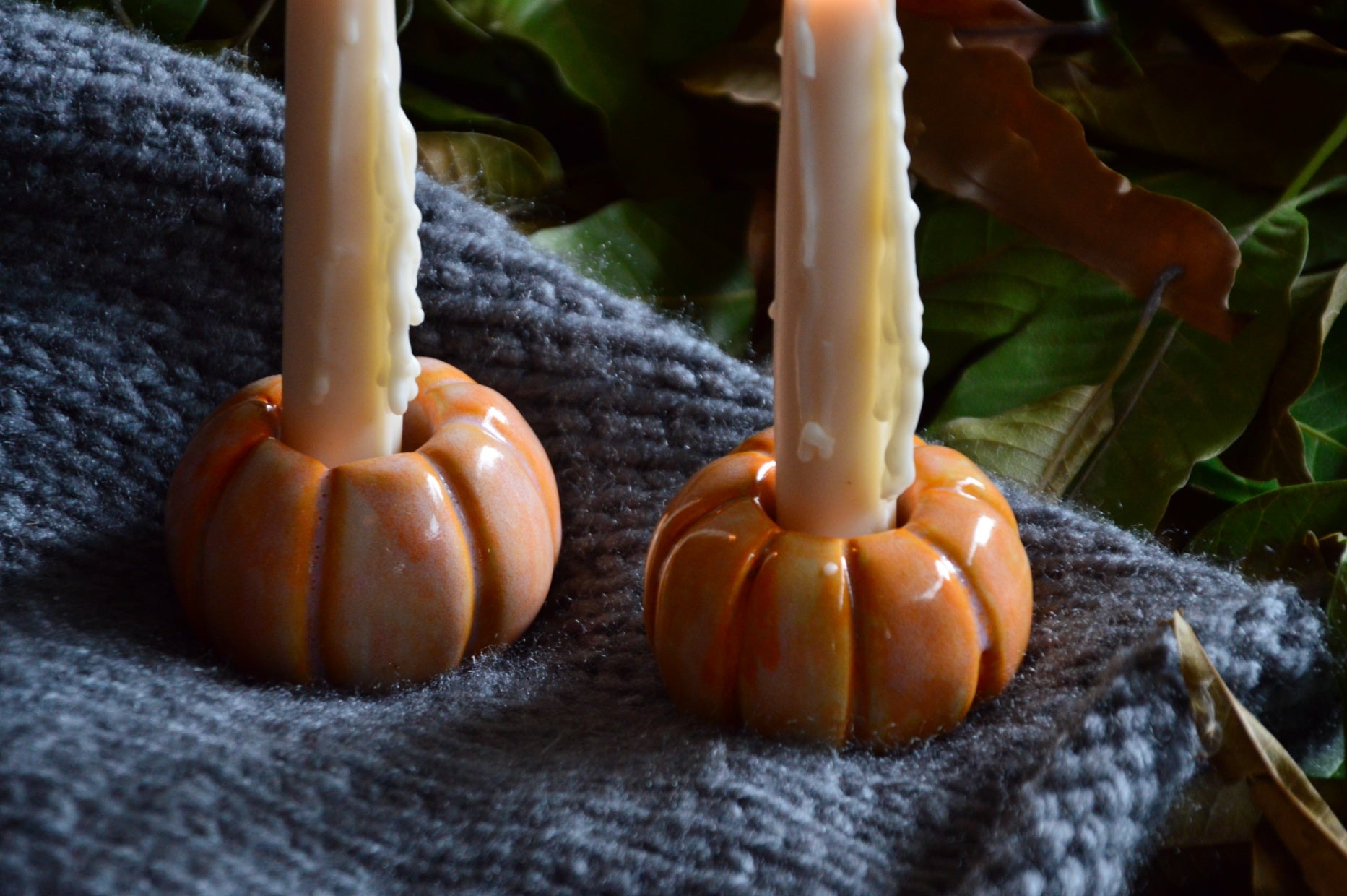 Orange Ceramic Pumpkin Candle Holder | Armatuer X Pritha Atelier