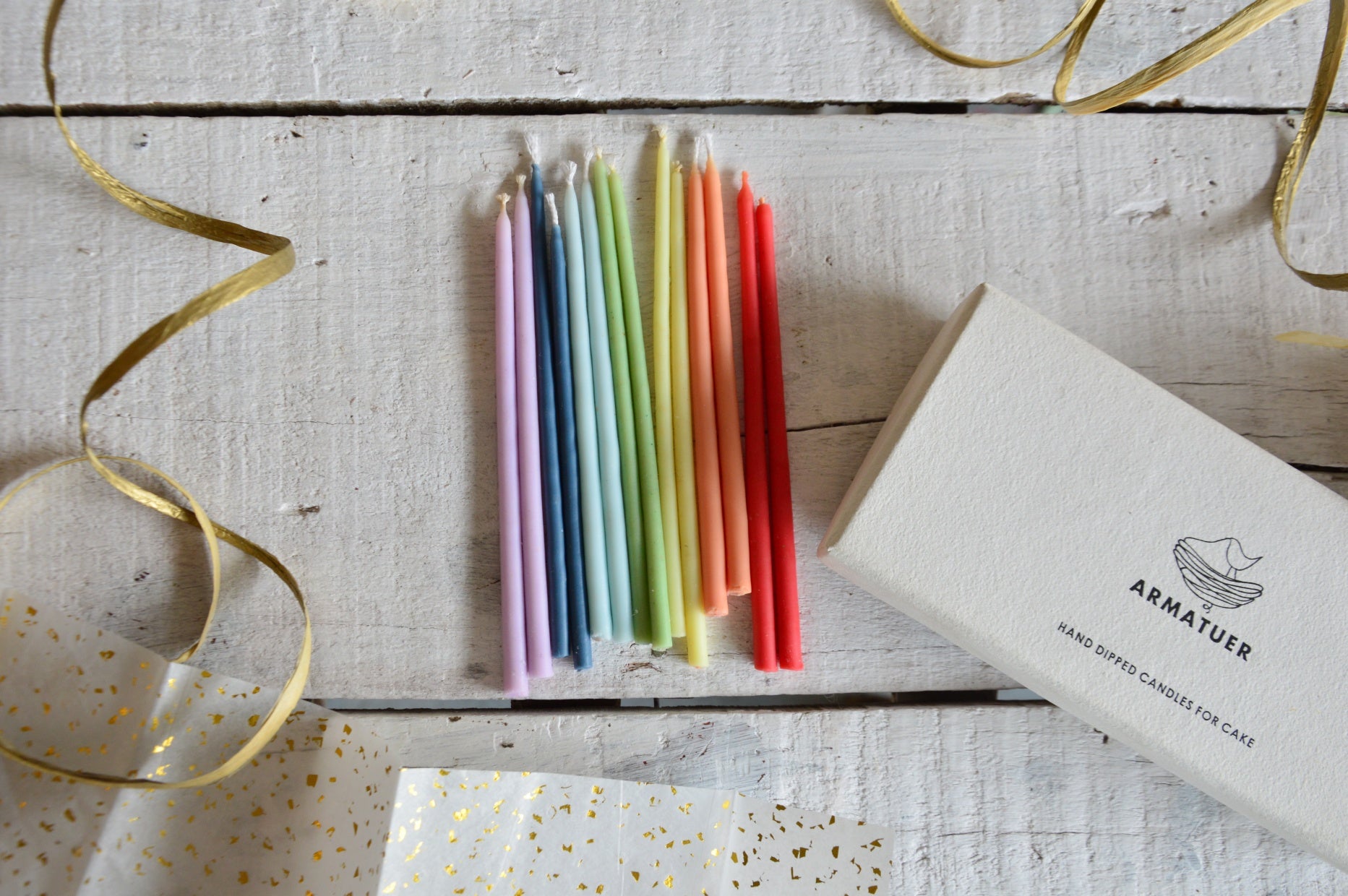 Rainbow Hand Dipped Candles for Cake