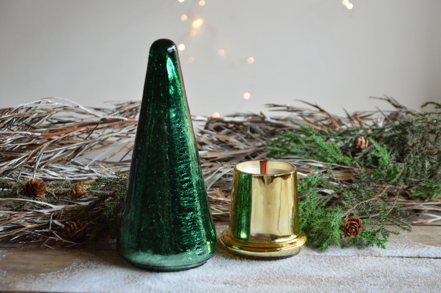 Christmas Tree | Glass Tree Container Candle with Woodwick