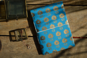 Divine Flowers Turquoise Blue Handmade Paper Journal | Medium