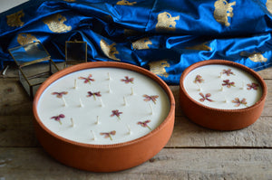 Small Pressed Flowers Terracotta Urli