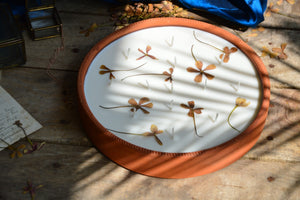 Large Pressed Flowers Terracotta Urli
