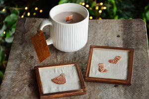 Sweater Weather Coasters + Hazelnut Cappuccino Candle | Armatuer X Veaves