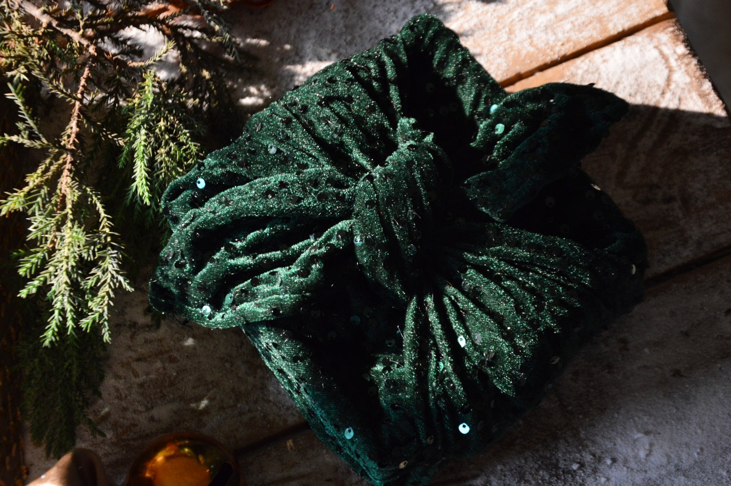 Cozy Cabin Nights Velvet Sequin Furoshiki Gift